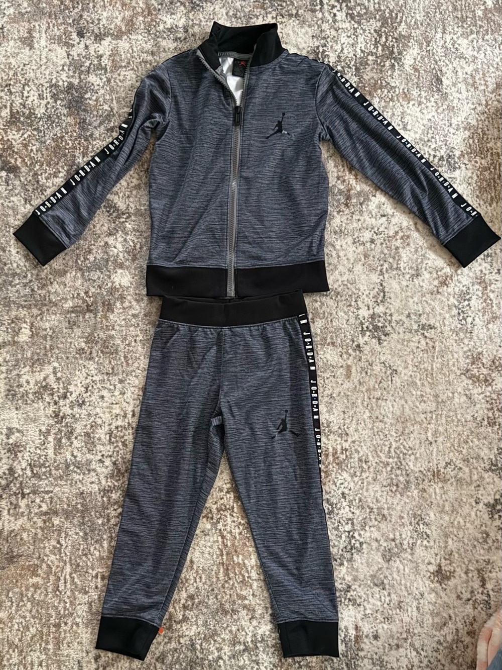 Jordan Gray & Black Kids' Zip Hoodie with Red Jumpman